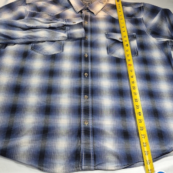 American Rag Men's XXL Long Sleeve Button Down Plaid Shirt - Blue and White - Picture 5 of 15